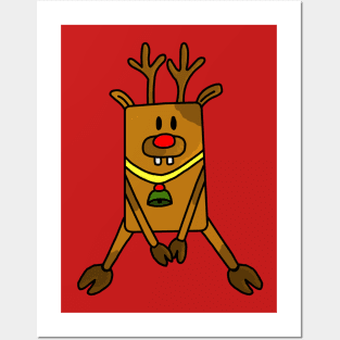 Cute Funny Deer with a Red nose Posters and Art